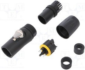 HPT-3-M, Вилка, питания AC, "папа", PIN: 3, на провод, 16А, 250В, термопласт