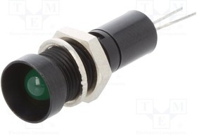 2692.8283, Индикат.лампа светодиод, вогнутый, зеленый, 12ВDC, dотв 8мм