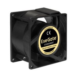 Вентилятор 220В ExeGate EX08038BAT (80x80x38 мм, 2-Ball (двойной шарикоподшипник), алюминиевый корпу