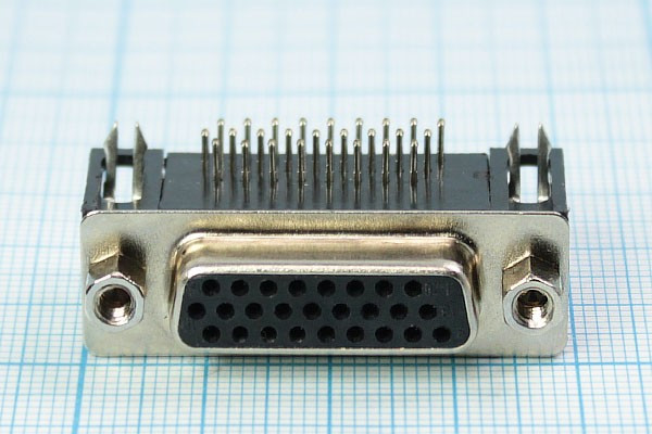 Гнездо D-SUB на плату угловое, 3-х рядное, 26 контактов, QDHRZ-26FA; Q-1228 Z гн D-SUB\26HP 3-х ряд\плат\угл\QDHRZ-26FA\