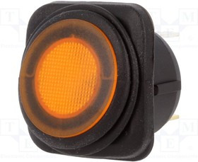 R13203B8402BBY5, ROCKER; SPST; Pos: 2; ON-OFF; 10A/250VAC; 25A/12VDC; orange; IP65
