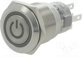 V19-21ET-12R-S, Переключатель: антивандальный, Пол: 2, SPDT, 0,5A/220ВAC, 1A/24ВDC