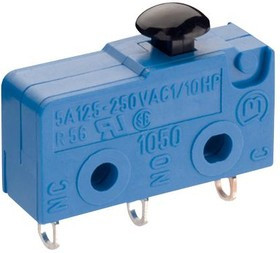 01050.1202-00, Микропереключатель, Субминиатюрный, Кнопочный (типа гриб), SPDT, Быстрое Соединение, 5 А