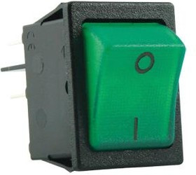 MP004422, Клавишный переключатель, 0 I Mark, DPST, С Подсветкой, Панель, Зеленый