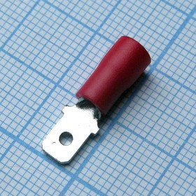 GMDD 1.25-187(5) Red, наконечник кабельный ножевой (штекер) с изоляцией 0.5х4.75мм, сеч. пров. 0.5-1.5мм2