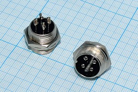 Штекер микрофонный MIC16, 4P, на панель, М16, QGXZ16M-4B[MC903-4P]; №15200 штек мик MIC16\4P\пан\М16\\ QGXZ16M-4B[MC903-4P]