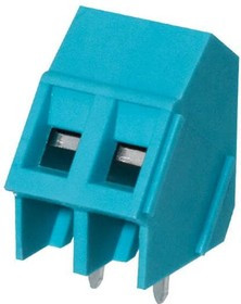 TB008A-508-02BE, Fixed Terminal Blocks Terminal block, screw type, 5.08, 45, 2 poles, CUI Blue, slotted screw, PCB mount