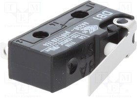 DB1C-A1LB, Switch Snap Action N.O./N.C. SPDT Short Straight Lever Solder 6A 250VAC 80VDC 0.59N Screw Mount