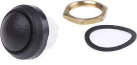 48-5-RB-N-BK-B, 48 Series Push Button Switch, Momentary, Panel Mount, 13.6mm Cutout, SPST, Clear LED, 48V dc, IP67