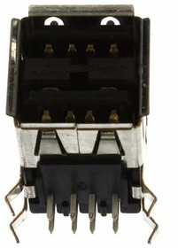 5787617-1, Conn USB 2.0 Type A RCP 4/4 POS 2mm/2.5mm Solder RA Thru-Hole 8 Terminal 2 Port Box 5787617-1, Conn USB 2.0 Type A RCP 4/4 POS 2mm/2.5mm Solder RA Thru-Hole 8 Terminal 2 Port Box