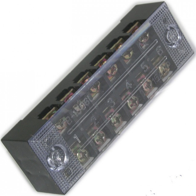 TB-1506, Клеммная колодка винтовая с крышкой 12 контактов (2х6) М3, AWG14, 2мм2, 15А 600В TB-1506, Клеммная колодка винтовая с крышкой 12 контактов (2х6) М3, AWG14, 2мм2, 15А 600В