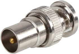 RW1-036, РЧ/Коаксиальный адаптер, BNC, Штекер, TV Коаксиальный, Гнездо, Прямой Переходник, 50 Ом