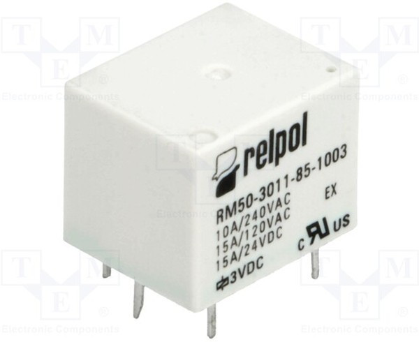 RM50-3011-85-1003, Реле электромагнитное, SPDT, Uобмотки 3ВDC, 10A/240ВAC, 15А, IP64 RM50-3011-85-1003, Реле электромагнитное, SPDT, Uобмотки 3ВDC, 10A/240ВAC, 15А, IP64