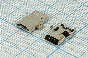 Разъем microUSB розетка, тип B, контакты 5C4HP, на плату, угловой, SMD, microUSBB5L1SAD Разъем microUSB розетка, тип B, контакты 5C4HP, на плату, угловой, SMD, microUSBB5L1SAD