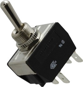 C3970BBAAA, Toggle Switch, Panel Mount, On-Off-On, DPDT, Tab Terminal