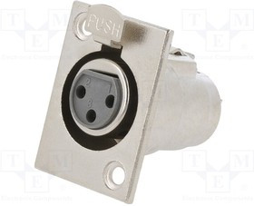 FC6100, Аудио разъем XLR, 3 контакт(-ов), Гнездо, Монтаж в Панель, Контакты с Покрытием из Серебра