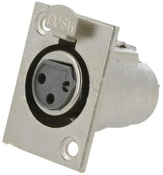 FC6100, Аудио разъем XLR, 3 контакт(-ов), Гнездо, Монтаж в Панель, Контакты с Покрытием из Серебра