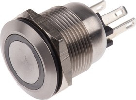 MPI002/28/D5, Pushbutton Switches GREEN/BLUE RING 2.8MM TABS