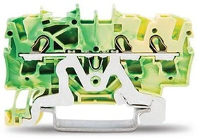 2002-1307, 3-пров. клемма с заземлением, 0,25 - 2,5 (4) мм2, желто-зелёная