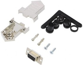 D45NT09-M-DBS-K, D-Sub; PIN: 9; plug; female; soldering; for cable; black