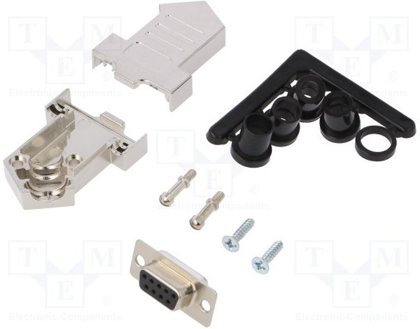 D45NT09-M-DBS-K, D-Sub; PIN: 9; plug; female; soldering; for cable; black