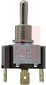 2FC53-73/TABS, Toggle Switches 1-pole, ON - OFF - ON, 10A/15A 250VAC/125VAC 3/4 HP, Non-Illuminated Bat Style Toggle Switch with .250 Tab (