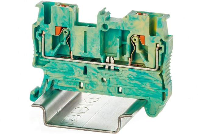 VPR-2.5-PE-YG, Клемма заземления , зажим push-in, 2 точки подключения, 2.5 кв.мм