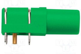 SWEB8094AU-GN, Гнездо, "банан" 4мм, 24А, 1кВ, зеленый, позолота, PCB, -25-80°C