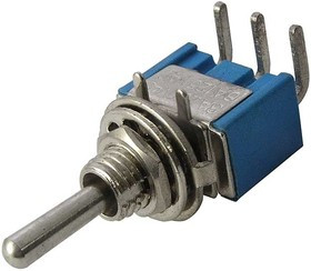 MTS-103-C3 on-off-on, Микротумблер MTS-103-C3, ON-OFF-ON, SPDT, 3 А, 250 В, 20 мОм, установочное отверстие 6,4 мм, 3 контакта