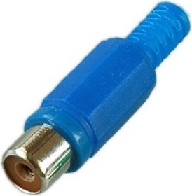 Разъем RCA гнездо пластик на кабель, синий, PL2152