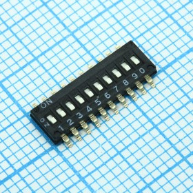 A6H0101, Переключатель движковый 10 групп шаг 1,27мм