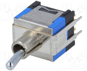 D22022B, Переключатель: тумблер, Пол: 2, DPDT, ON-ON, 0,4A/48ВAC, -10-70°C