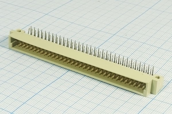 Прямоугольный соединитель штекер DIN41612, шаг P2,54мм, 64P[A+B],[2x32, A+B=2x32=64P, угловой, D22-64MR1DL; №10089 штек ПрС DIN41612\P2,54\
