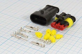 Клемма герметичная розетка + вилка, 3C, обжимная, S-SEAL1,5 Клемма герметичная розетка + вилка, 3C, обжимная, S-SEAL1,5