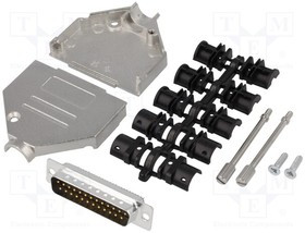 DTZK25-DMP-K, Разъем D-Sub; PIN: 25; вилка; "папа"; пайка; на провод; черный