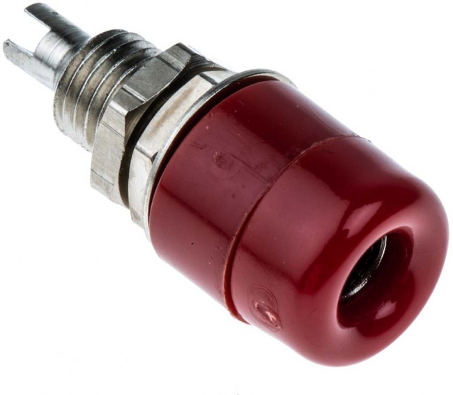 IBU401/RT, Red Female Banana Socket, 4 mm Connector, Solder Termination, 20A, 30 V ac, 60V dc, Nickel Plating IBU401/RT, Red Female Banana Socket, 4 mm Connector, Solder Termination, 20A, 30 V ac, 60V dc, Nickel Plating