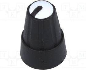 GTC6M-13X19-B, Ручка, миниатюрный, пластик, dоси: 6мм, d13x19мм, черный, Белый