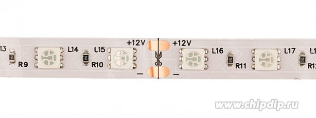 141-464, Лента светодиодная 12В, SMD5050, 14,4Вт/м, 60 LED/м, зеленый, 10мм, 5м, IP20