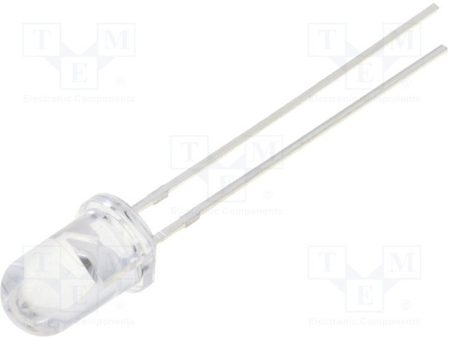 OSW5DK5111A-1MA, LED; 5mm; white cold; 2180?3000mcd; 15°; Front: convex; 2.6?3.3V