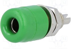 IBU401-GN, Гнездо, "банан" 4мм, 32А, 60ВDC, зеленый, никелированные, 23мм