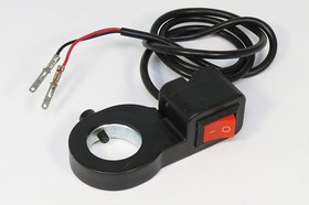 Переключатель кнопочный для велосипеда, на руль, d22, 12В, 2.0А, OFF-ON, красный, контакты 2L[2,8]