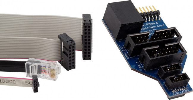 AC102015, Adapter Board, MPLAB ICD 4/PICkit 4 Debuggers To Microchip-ICE/Power Debugger/J-Link