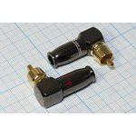 Разъем RCA вилка, 4-6мм, на кабель, Au, белый, угловой