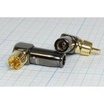 Разъем RCA вилка, 4-6мм, на кабель, Au, белый, угловой