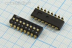 Переключатель DIP-08, 16P2,54, ON-OFF, SMD, DM-08; №2592 ПDIP-08\16C2,54\ ON-OFF\SMD\DM-08\