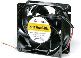 9LG1424H5001, DC Fans Axial, 140x140x51mm, 24VDC, 1.04"H2O, Ribless, Long Life 180Khr, 3xWire, Tach