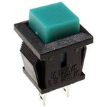 PB-02GN, Кнопка квадратная OFF-(ON) (1A 125VAC), зеленая 8.8х8.8мм
