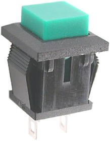 PB-02GN, Кнопка квадратная OFF-(ON) (1A 125VAC), зеленая 8.8х8.8мм