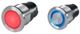 3-101-413, Pushbutton Switches 16mm METAL RING ILUM RED/GREEN STANLS STL