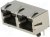 RJHSE538002, Conn RJ-45 F 16 POS 1.02mm Solder RA Thru-Hole 16 Terminal 2 Port